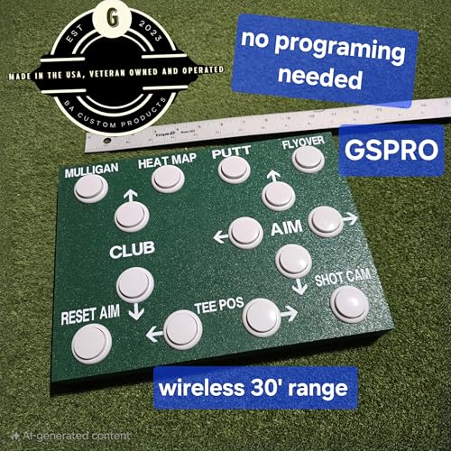 GSPRO Wireless Golf Simulation Control Box, 14 Large Tactile Buttons, RF Dongle Connection, Auto-Wake, No Programming Required, Hand-Built in USA, 11x8 Inches, GSPRO Software - color: green