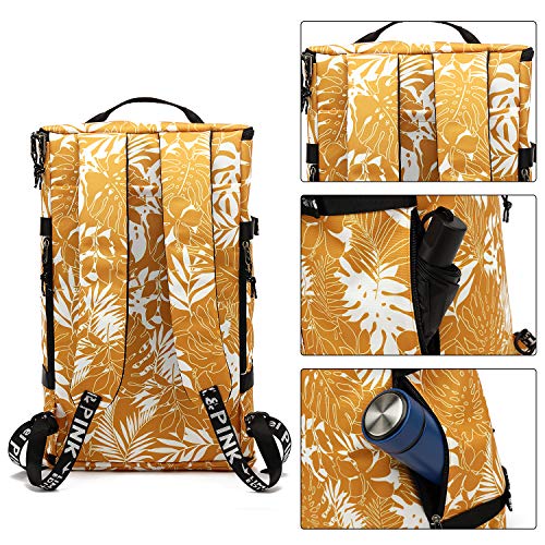 Kalesi Gym Duffle Bag Backpack 4-Way Waterproof with Shoes Compartment for travel Sport Hiking laptop - color: Mustard Yellow
