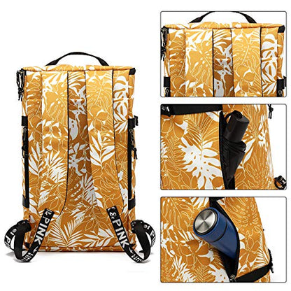 Kalesi Gym Duffle Bag Backpack 4-Way Waterproof with Shoes Compartment for travel Sport Hiking laptop - color: Mustard Yellow