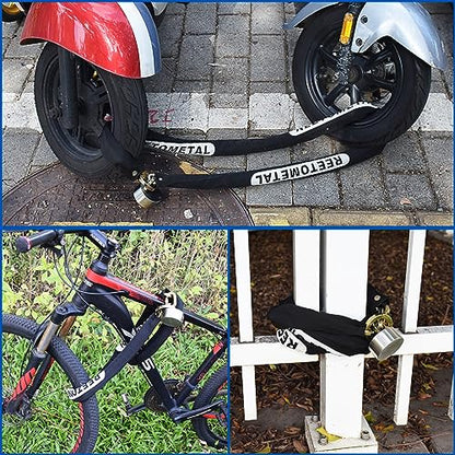 Heavy Duty Security Chain, 6 Foot x 3/8" Thick | Hardened Steel, Cut Proof, Anti-Theft Lock Chain, For Motorcycles, Bicycles, ATVs, Trailers, Containers - size: 6ft chain without lock