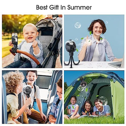Ausic Misting Portable Stroller Fan, 100ml Mister Fan for Stroller, Safe Rechargeable Battery Baby Fans, Baby Essentials, Clip on Fans with Water Spray for Car Seat, Crib, Treadmill, Outdoor, Beach