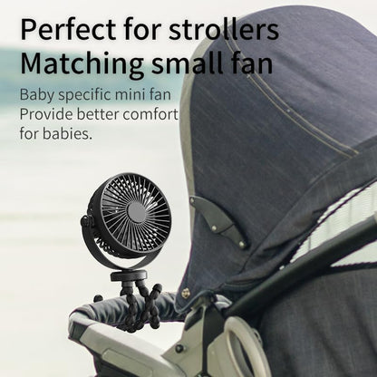 snawowo Mini Portable Stroller Fan, 3000mAh Battery Operated Personal | Small Handheld Fan with Flexible Tripod, 360 Rotate 3 Speed Rechargeable Clip on for Car Seat Crib Treadmill Travel Camping - color: U-Black