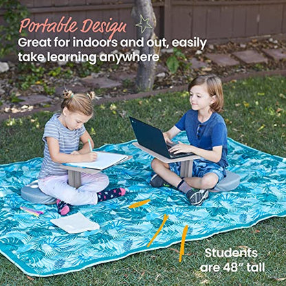 ECR4Kids The Surf Portable Lap Desk with Cushion, Flexible Seating, Light Grey - color: Light Grey