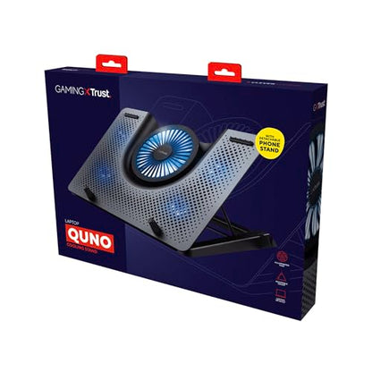 Trust Gaming GXT 1125 Quno Laptop Cooling Stand - Laptops up to 17.3 inch, 5 Blue Illuminated Fans, Adjustable Angle, Computer Cooler - Black