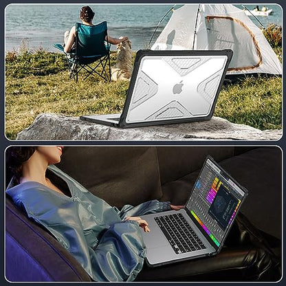 Fintie Rugged Case for MacBook Air 15 Inch, Clear | A3448 A3241 A3114 A2941, 2023 2024 2025 2026, M2 M3 M4 M5, TPU Bumper, Heavy Duty Hard Shell Cover - color: Clear