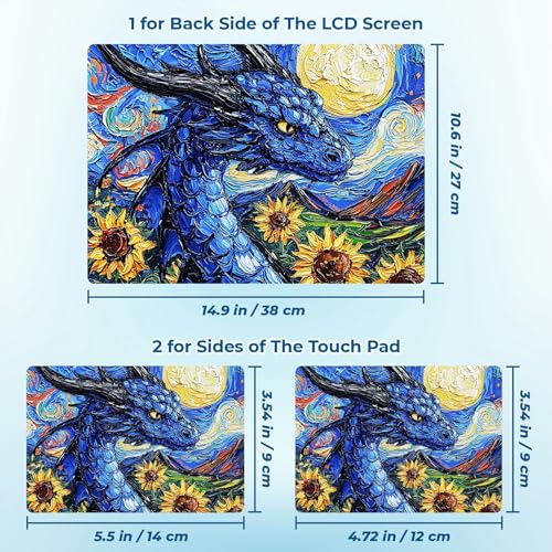 Reusable Universal Laptop Skin Sticker, Cut to Fit for 11.6–15.6 Inch Laptops, Waterproof Protective Film, No-Residue - Blue Dragon Oil Painting - color: Blue Dragon Oil Painting