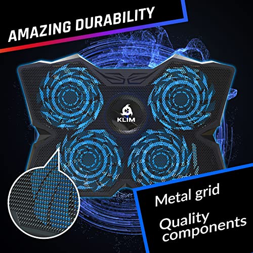 KLIM Wind Laptop Cooling Pad - More Than 500,000 Units Sold - New Version - Powerful Rapid Action Laptop Cooler - Laptop Stand with 4 Cooling Fans - 2 USB Ports - PC Mac PS5 PS4 Xbox One - Diamond - color: Brown