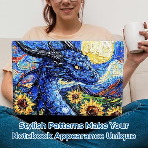Reusable Universal Laptop Skin Sticker, Cut to Fit for 11.6–15.6 Inch Laptops, Waterproof Protective Film, No-Residue - Blue Dragon Oil Painting - color: Blue Dragon Oil Painting
