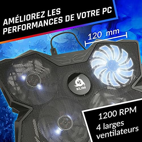 KLIM Wind Laptop Cooling Pad - More Than 500 000 Units Sold - New Version - The Most Powerful Rapid Action Cooling Fan - Laptop Stand with 4 Cooling Fans at 1200 RPM - USB Fan - PS5 PS4 - White - color: White