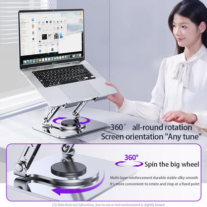 Adjustable Laptop Stand, 360 Degree Rotation, Lift, Folding Heat Dissipation Full Body Carbon Drill Material Metal Tablet Portable Stand Compatible with 21-inch Laptop, ipad Tablet - Silver