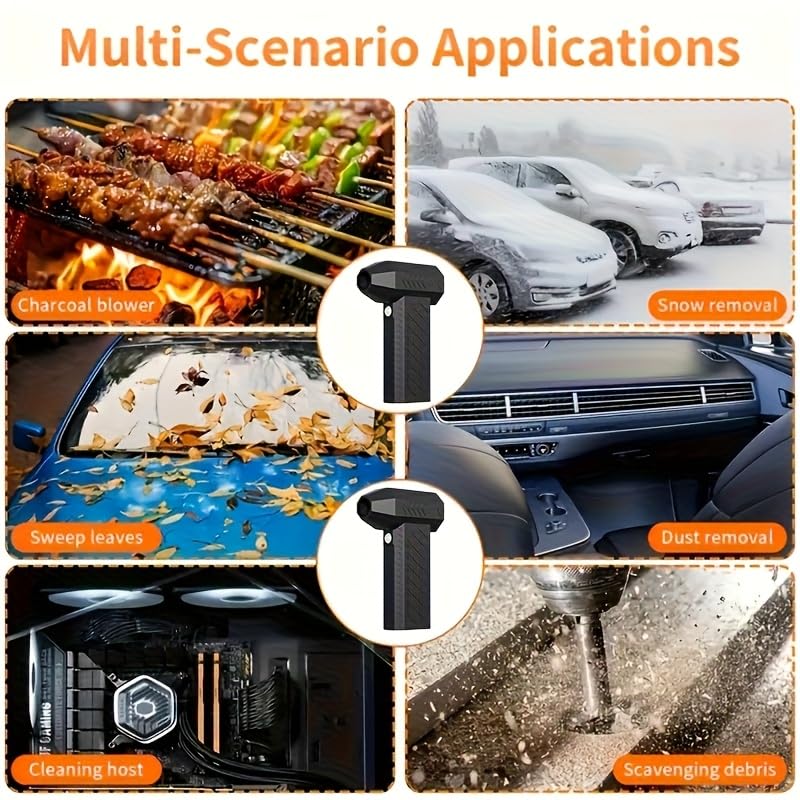 Electric Air Duster Vacuum 2-in-1, Canned Air Alternative Rechargeable Blower with 100,000 RPM, Mini Vacuum for Keyboard, PC, Car Interior, Home Cleaning(Black) - color: Black