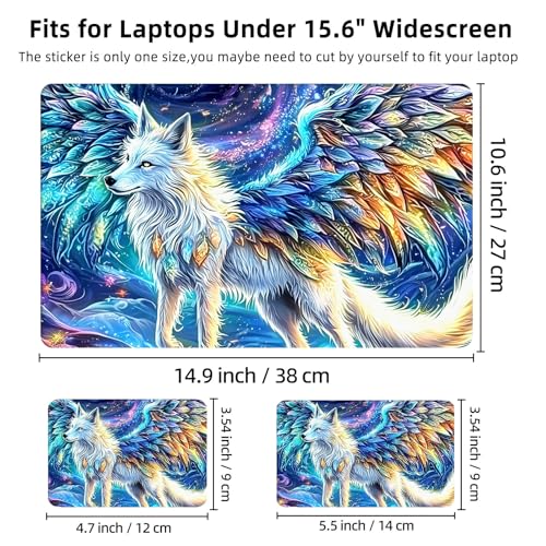 Aesthetic Laptop Skin Cover,12-15.6 Inch Universal Vinyl Sticker Decal,Waterproof Scratch-Resistant Notebook Wrap,Removable Residue-Free Protector,Fantasy Wolf Wings - color: Fantasy Wolf Wings