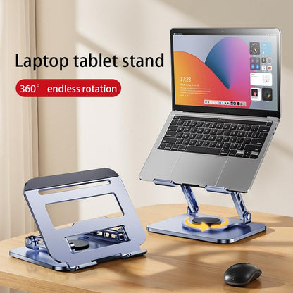 Adjustable Laptop Stand, 360 Degree Rotation, Lift, Folding Heat Dissipation Full Body Carbon Drill Material Metal Tablet Portable Stand Compatible with 21-inch Laptop, ipad Tablet - Silver