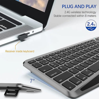 JOMAA 2.4G Wireless Bluetooth Dual Mode Connection TV Keyboard with Touchpad Media Control Multimedia Rechargeable 7Color Backlit Keyboard for Computer, Smart TV, Desktop, Laptop, iPad, Tablet