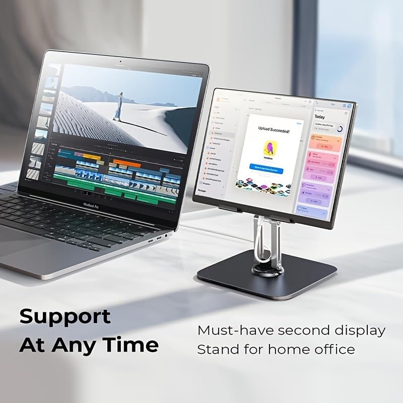 Adjustable Tablet Stand with Rotating Base & Folding Design, 360° Rotating Tablets, for iPad, Phone, Tablet, Laptop, Ergonomic Workspace, Sturdy Build