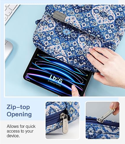 MoKo 9-11 Inch Tablet Sleeve Bag Handle Carrying Case with Shoulder Strap | Fits iPad Pro/Air/A16 11-inch, iPad 10th 10.9, iPad 9/8/7th 10.2, iPadAir 5/4th 10.9 and Tab S8/S9 11-inch, Blue Bohemia - color: Blue Bohemia, size: 9-11 inch