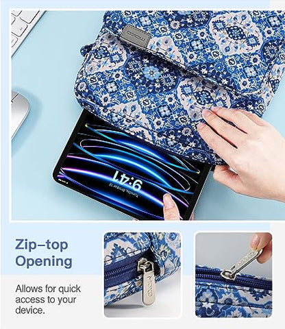 MoKo 9-11 Inch Tablet Sleeve Bag Handle Carrying Case with Shoulder Strap | Fits iPad Pro/Air/A16 11-inch, iPad 10th 10.9, iPad 9/8/7th 10.2, iPadAir 5/4th 10.9 and Tab S8/S9 11-inch, Blue Bohemia - color: Blue Bohemia, size: 9-11 inch