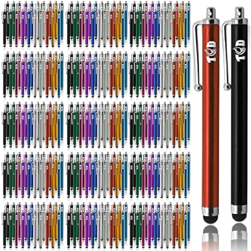 TCD 300 Pack Stylus Pen for iPad, High Precision Universal Capacitive Bulk Digital Stylus Pen – Compatible w/iPhone, Tablet, Touchscreen Laptop – Rubber Tip Styluses for All Touch Screen Device, Multi - color: Multi Mixed, size: Pack of 300
