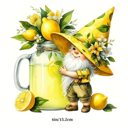 Lemon and Gnome PVC Vinyl Car Decals Stickers Waterproof Self-Adhesive Decals for Cars, Laptops, Trucks, Motorcycles Wall Window Luggage Scratch Cover Door Decor Sticker