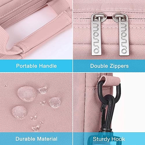 MOSISO Laptop Shoulder Bag 16 inch, 15-15.6 inch Computer Bag | Compatible with MacBook Pro 16 inch, HP, Dell, Lenovo with 2 Raised&1 Flapover&1 Horizontal Pocket&Handle&Belt, Pink - color: Pink, size: 16 inch