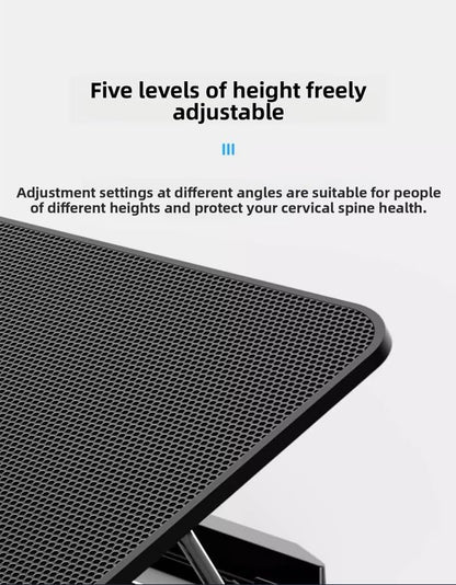 Metal Ice Cooler Silent Exhaust Portable Laptop Cooling Stand with 6 Cooling Fans, Cooling Pad for Laptop Fan 15.6 Inch, with Height Adjustable, Notebook Cooler Pad with Two USB Port