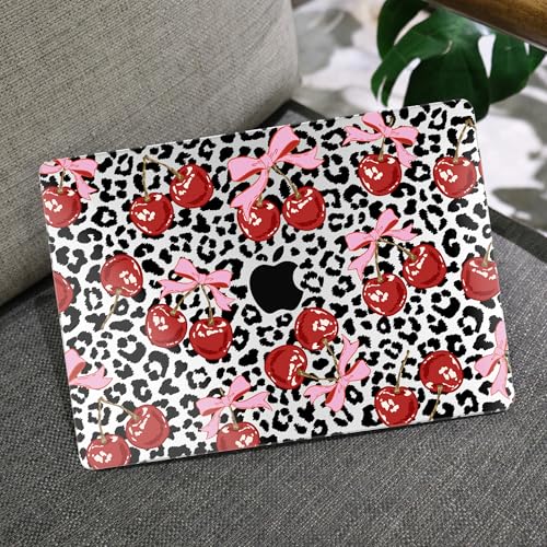 MEEgoodo Case for M5/M4/M3/M2 MacBook Air 13 inch Case 2026 2025 2024 2022, Fit Model A3449/A3240/A3113/A2681, Laptop Hard Shell Compatible with MacBook Air 13.6-inch, Leopard & Cherry - color: Leopard & Cherry