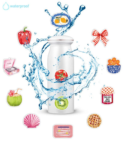 50Pcs Watercolor Food Stickers Vinyl Set | Hand-drawn food themed waterproof vinyl decals for water bottles, laptops, journals, DIY crafts and personal items. - style: Watercolor Food Stickers