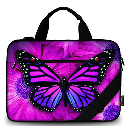 icolor 14.5 15 15.6 Inches Canvas Laptop Shoulder Bag Case,Messenger Bag Sleeve Pouch,Travel Briefcase,Computer Ultrabook Notebook Protective Carrying Bag with Adjustable Strap, Purple Butterfly - color: Csh15-02