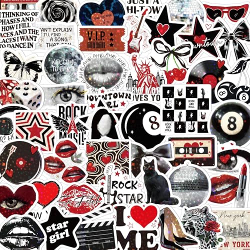 Downtown Girl Stickers for Adults - 50 Pcs Aesthetic Y2k Holographic Stickers, Waterproof Scrapbook Sticker for Women, Vinyl Decals for Laptop Water Bottle Journal Card, Party Favors - style: Downtown Girl