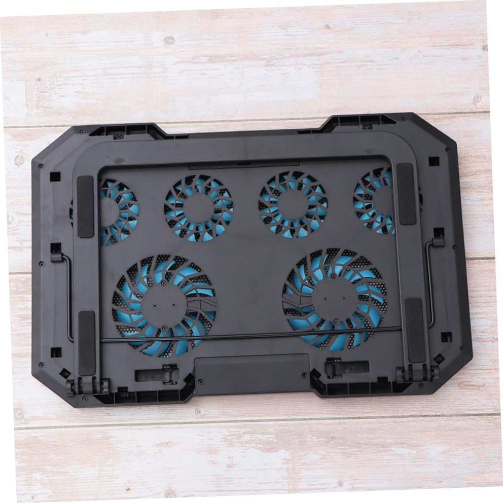 LABRIMP Adjustable Laptop Cooling Pad with Fans and RGB LED Display Silent Notebook Cooler Stand for Up to Laptops Height Settings USB Powered Computer Cooling Mat with Double-Sided
