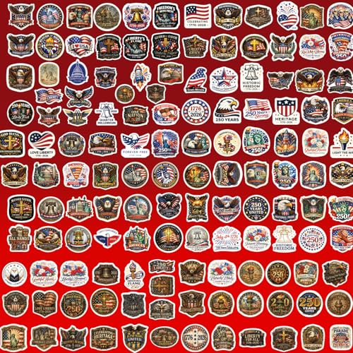 250 Pcs United States 250th Anniversary Stickers – 250 Unique Designs USA Vinyl Decals, Waterproof Stickers for Laptop, Water Bottle, Phone, Luggage, Scrapbook & Independence Day Celebration - color: 250th Anniversary Stickers, size: 250 Pcs