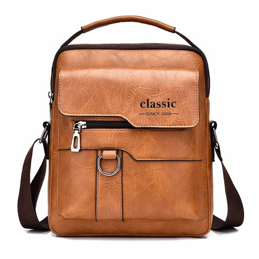PORT&LOTUS Messager Bags for Men Small Men's Shoulder Bag for Men PU Leather Crossbody Purses for Men - color: A Light Brown