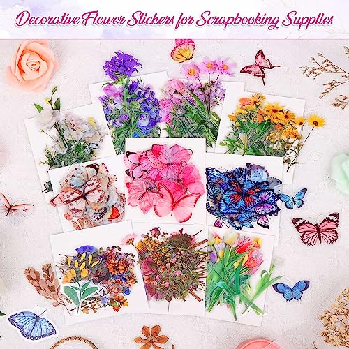 401Pcs Transparent Flower and Butterfly Stickers, Clear Floral Scrapbook Stickers Supplies for Journal Planner Notebook Resin Card Making Laptop Cell Phone Decorating | Clear Floral Scrapbook Stickers for Resin Crafts, Journal Planner Supplies, Card Makin