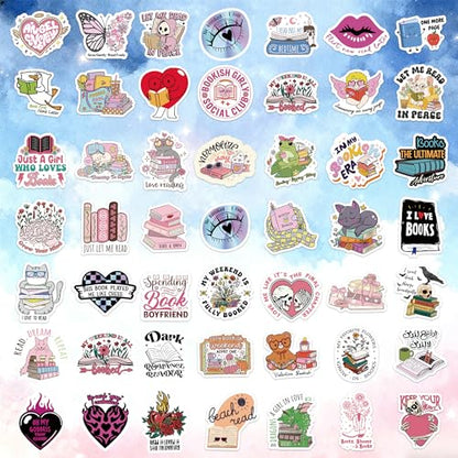 DETICKERS Book Stickers for Kindle Laptop Water Bottles 80 PCS Romance Bookish Waterproof Stickers Vinyl Gifts for Adults Reading Book Lover - style: Booking