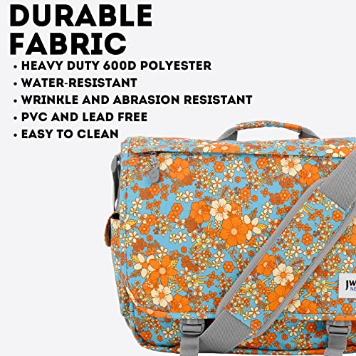 J World New York Thomas Laptop Messenger Bag for Women & Men. Kids Computer Bookbag - color: Retro Bloom
