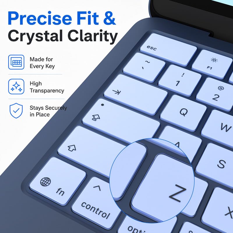 Soonjet Keyboard Cover Skin for 2026 MacBook Neo 13 inch A3404 A18 Pro, Premium Ultra Thin Clear Keyboard Protector, US ANSI Layout (Indigo) - color: Indigo