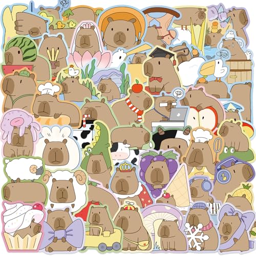 50 Pcs Capybara Stickers - Waterproof Vinyl Removable No Residue Stickers, for Skateboard Fridge Laptop Phone Luggage, Suitable for Kids Girls Adults Boys(Capybara) - color: Capybara