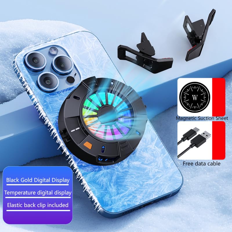 2-in-1 Magnetic & Clip-On Phone Cooler – Semiconductor-Powered Gaming Cell Phone Cooling Fan Radiator for iPhone/Android/iPad/Tablet – Ideal for Gaming, Video Calls, Live Broadcasting, and Vlog