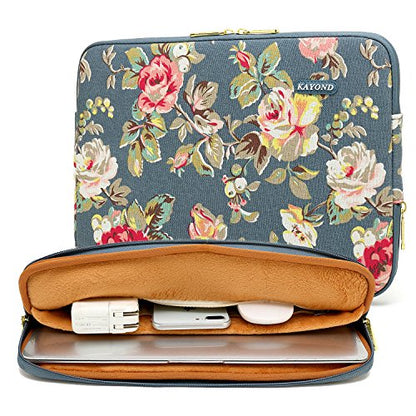 kayond Water-Resistant Canvas 15.6 Inch Laptop Sleeve-Blue Water Hyacinth - color: Blue water hyacinth, size: 15-15.6 inch