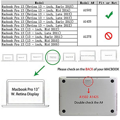 RUBAN Case Compatible with MacBook Pro 13 inch 2015 2014 2013 2012 (A1502 & A1425 Models), Plastic Hard Shell Case & Keyboard Cover for Old Version MacBook Pro Retina 13 Inch, Frost White - color: Frost Clear