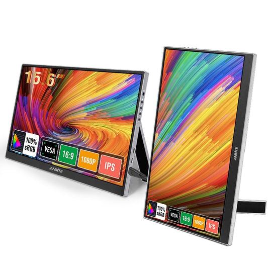 Portable Monitor 15.6 Inch Computer Gaming Metal Enclosure Mobile External Display for Laptop Xbox PS4 Phone with Speakers Type-C USB-C HDMI IPS FHD 1080P LED Screen - size: 15.6 inch, style: Non-Touch Version
