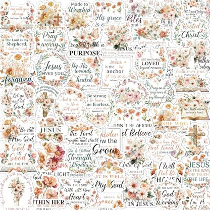 Boho Bible Verse Stickers - 100 Pcs Flower Christian Water Bottle Stickers, Holographic Waterproof Scrapbook Sticker, Vinyl Decals for Luggage Laptop Journal - style: Boho Bible