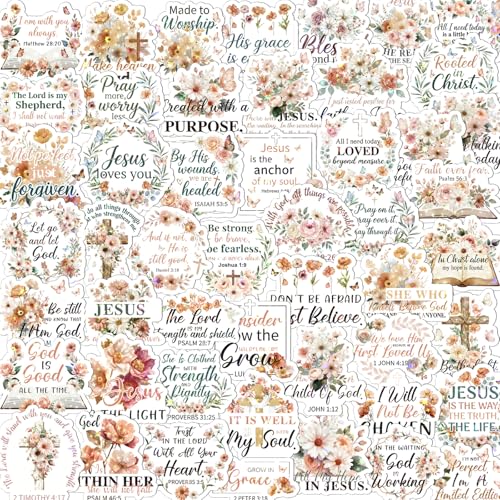 Boho Bible Verse Stickers - 100 Pcs Flower Christian Water Bottle Stickers, Holographic Waterproof Scrapbook Sticker, Vinyl Decals for Luggage Laptop Journal - style: Boho Bible