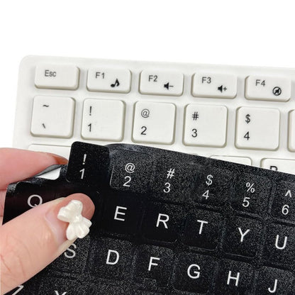 SEIWEI 2PCS Universal English Keyboard Stickers, Matte Replacement English Keyboard Stickers for Laptops, Tablets, and Desktops, Keyboard Alphabet Stickers with Black Font on Silver Background