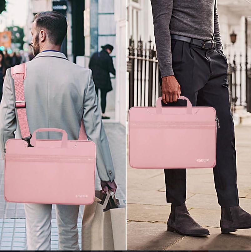 Hseok Laptop Shoulder Bag 15 15.6 16 Inch Briefcase,Compatible MacBook Pro/Neo 16",MacBook Air/Pro 15,XPS 15/16 and most 15.6-16 and Most 15-16 Notebooks,Spill-Resistant Handbag,Pink - color: Pink, size: 15-16 inch