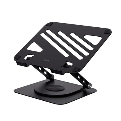 Trust Zeff Ergonomic Laptop Stand for Desk with 360 Degrees Rotation, 16" Foldable Metal Laptop Riser, Height Adjustable, Laptop Holder for MacBook Tablet Dell HP Computer Home Office - Black