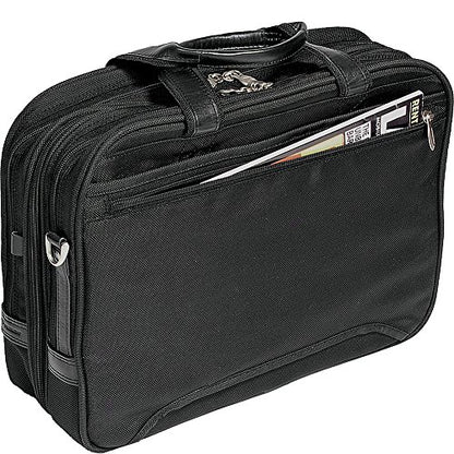 McKlein R Series, Pearson, 17" Nylon Expandable Double Compartment Laptop Briefcase, Black (74565)