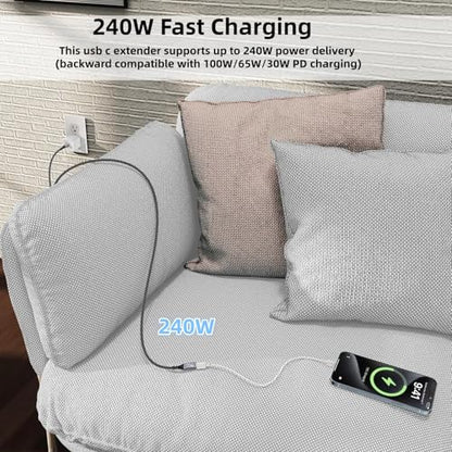 2 Pack Short USB C Extension Cable (20Gbps/240W/4K@60Hz/10 inch), USB 3.2 Gen 2,Usbc Extension Cable Compatible with iPhone 17 16 15,Pixel PSVR2 , MacBook, Docking Station, Monitor, eGPU, SSD - size: 5inch/26cm（2Pack）