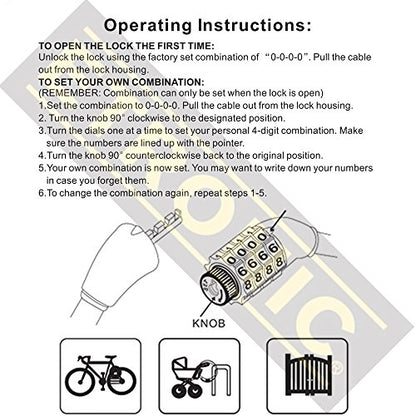 Etronic Bike Lock M6, Cable Lock 6 Feet Long Coiled Security Resettable Combo Combination Lock Bicycle Lock with Mounting Bracket - color: Blue