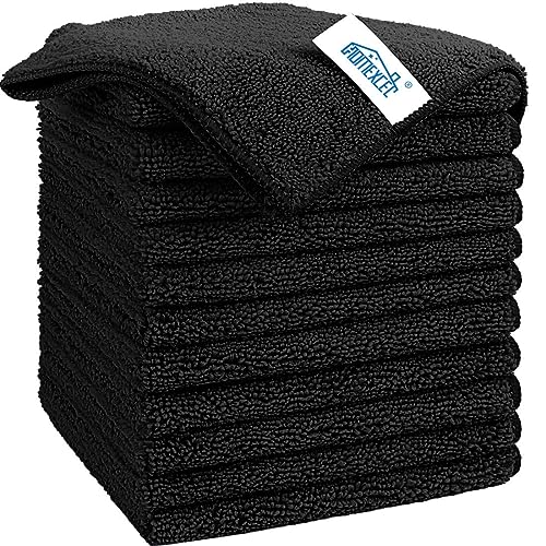 HOMEXCEL Black Microfiber Cleaning Cloth, 12 Pack Premium Microfiber Towels for Cars, Lint Free, Scratch-Free, Highly Absorbent, Reusable Cleaning Rags for Car, Household, Kitchen, Window, 11.5"X11.5" - color: Black